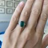 3.31 carat Emerald and Side Trillion Diamonds Ring, Image 7