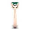 3 carat Emerald Ring with Triangle Side Diamonds Rose Gold, Image 3