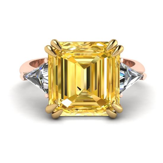 Emerald Cut Yellow Sapphire Ring Rose Gold, Enlarge image 1