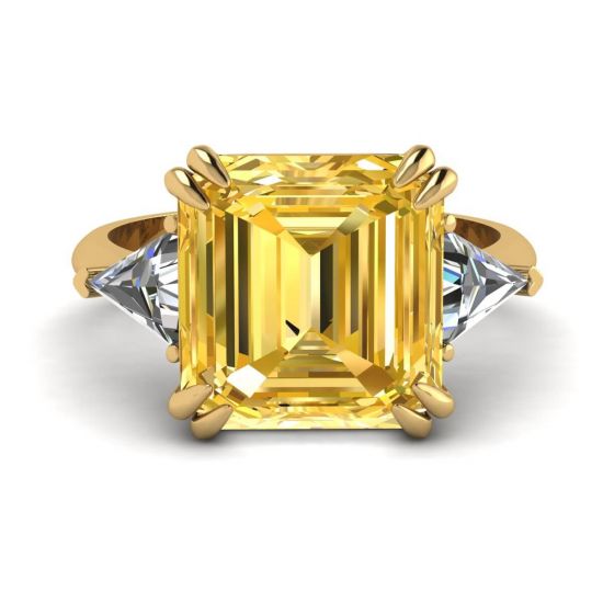 Emerald Cut Yellow Sapphire Ring Yellow Gold, Enlarge image 1
