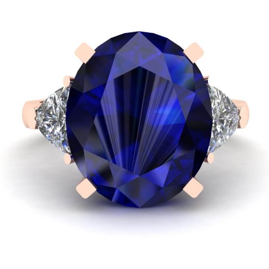 Three Stone Ring with Sapphire Rose Gold, Enlarge image 1