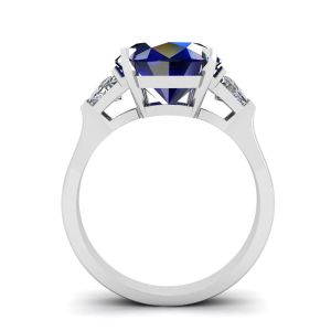 Three Stone Ring with Sapphire White Gold - Photo 1