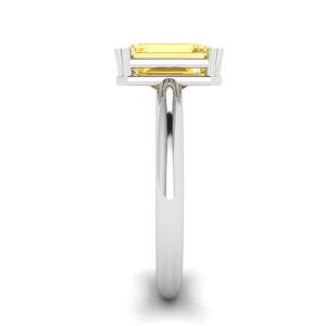 2 carat Emerald Cut Yellow Sapphire Ring White Gold - Photo 2