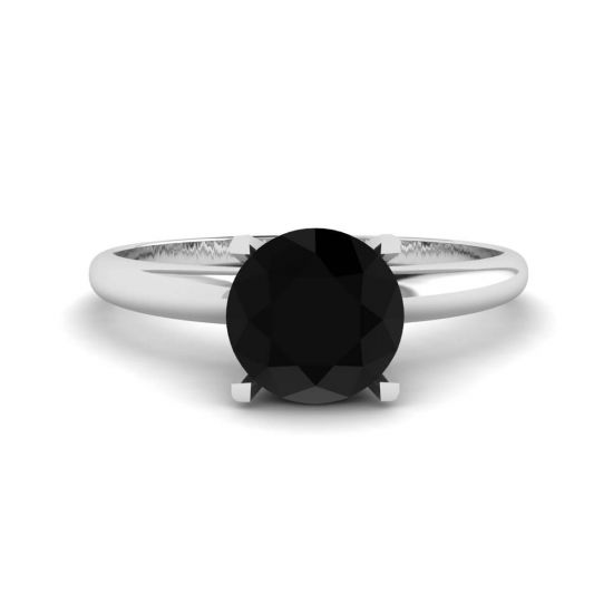 Black Diamond V Setting Ring White Gold, Enlarge image 1