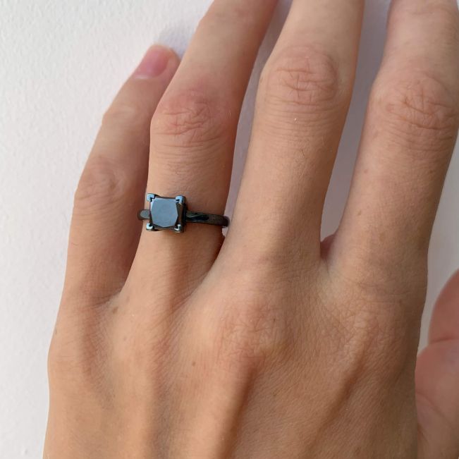 Black Diamond Ring  White Gold - Photo 5