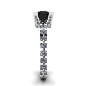 Round Black Diamond Ring with Side and Hidden Pave - Photo 2