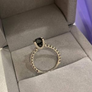 Round Black Diamond Ring with Side and Hidden Pave - Photo 4