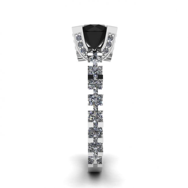 Round Black Diamond Ring with Side and Hidden Pave - Photo 2