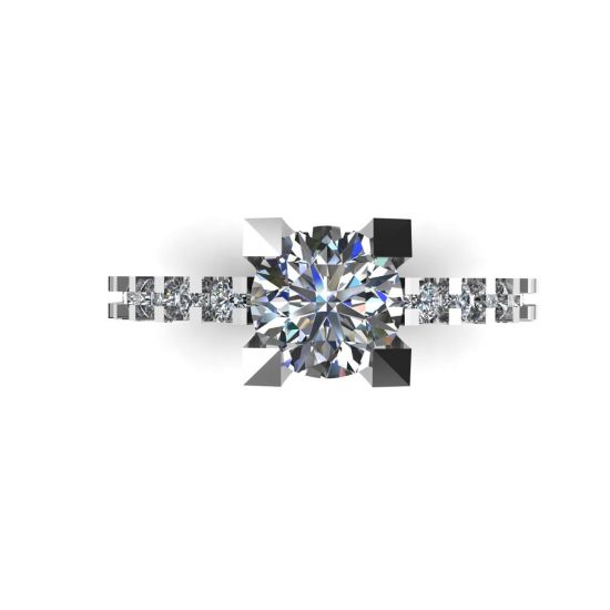 Round Diamond Ring with Side and Hidden Pave, Enlarge image 1
