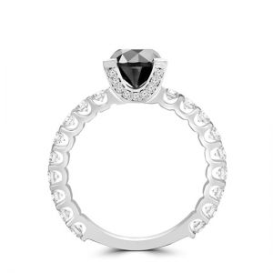 Round Black Diamond Ring with Side and Hidden Pave - Photo 1