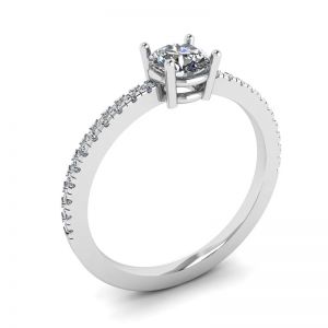 White Diamond Side Pave Ring 18K White Gold - Photo 3