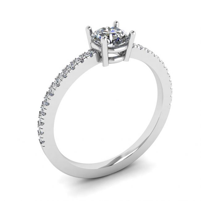 White Diamond Side Pave Ring 18K White Gold - Photo 3