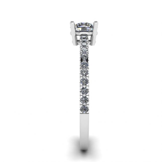 White Diamond Side Pave Ring 18K White Gold - Photo 2