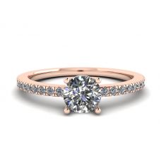 White Diamond Side Pave Ring 18K Rose Gold