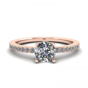 White Diamond Side Pave Ring 18K Rose Gold