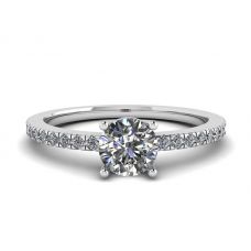 White Diamond Side Pave Ring 18K White Gold