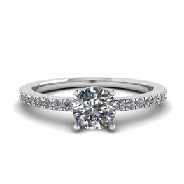 White Diamond Side Pave Ring 18K White Gold