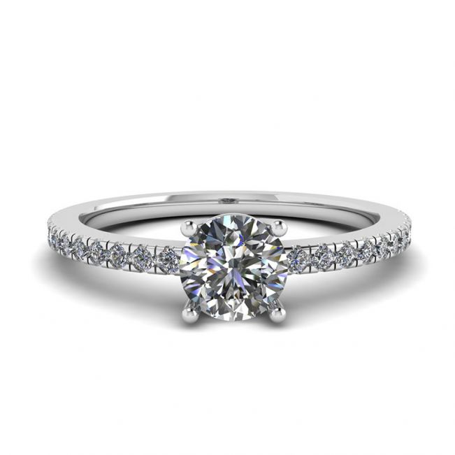 White Diamond Side Pave Ring 18K White Gold
