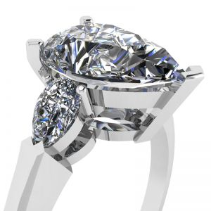 Three-Stone Pear Diamond Ring - Photo 1
