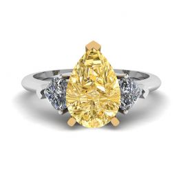 1 carat Yellow Pear Diamond with 2 Hearts Ring 1 carat Yellow Pear Diamond with 2 Hearts Ring
