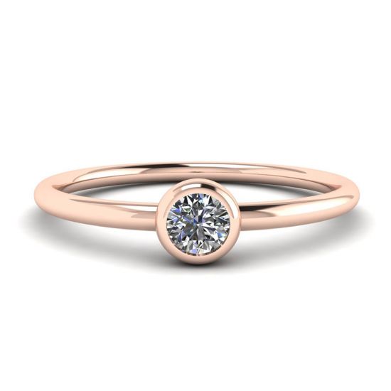 Round Diamond Small Ring La Promesse Rose Gold, Enlarge image 1