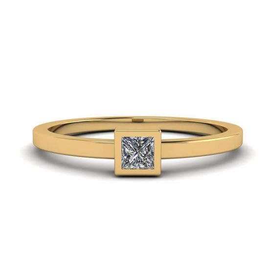 Princess Diamond Small Ring La Promesse Yellow Gold, Enlarge image 1