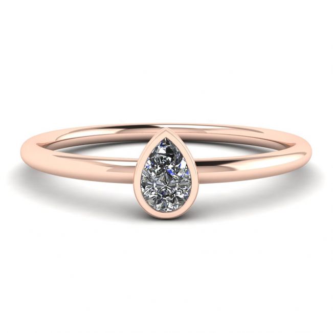 Pear Diamond Small Ring La Promesse Rose Gold