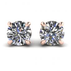 Perfect Round Diamond Studs Rose Gold
