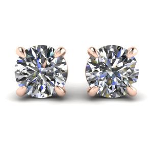 Perfect Round Diamond Studs Rose Gold