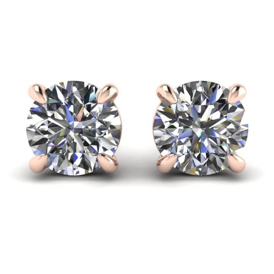 Perfect Round Diamond Studs Rose Gold, Enlarge image 1