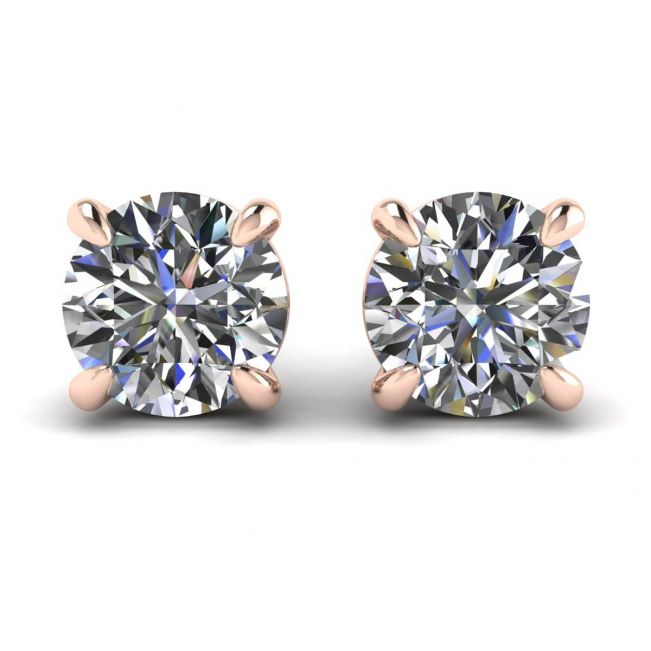 Perfect Round Diamond Studs Rose Gold