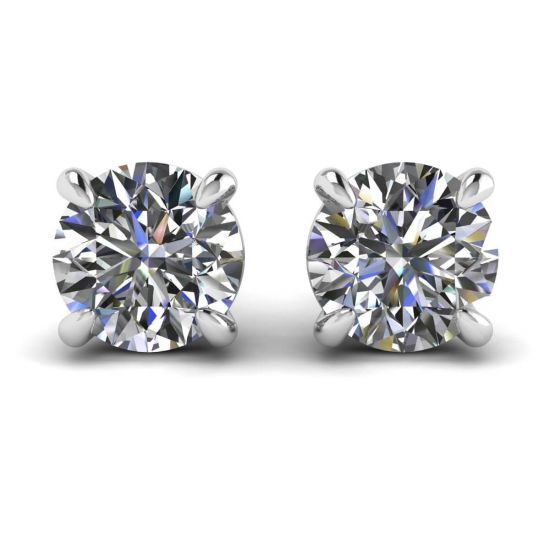 Perfect Round Diamond Studs White Gold, Enlarge image 1