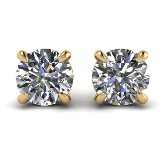 Perfect Round Diamond Studs Yellow Gold , Enlarge image 1