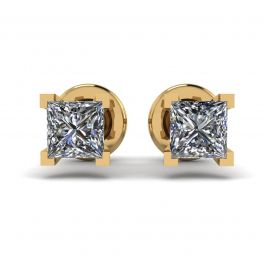 Princess-Cut Diamond Stud Earrings Yellow Gold Princess-Cut Diamond Stud Earrings Yellow Gold