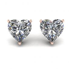 Heart Shape Diamond Stud Earrings Rose Gold