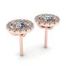 Round Diamond Halo Stud Earrings in 18K Rose Gold, Image 3