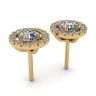 Round Diamond Halo Stud Earrings in 18K Yellow Gold, Image 3
