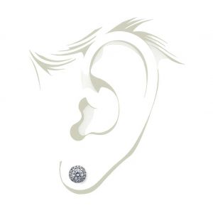 Round Diamond Halo Stud Earrings in 18K Yellow Gold - Photo 4