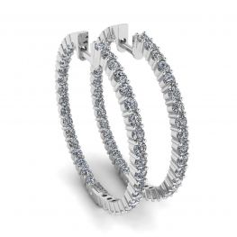 Thin Hoop Earrings with Diamonds