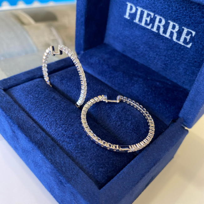 Thin Hoop Earrings with Diamonds Rose Gold - Photo 4
