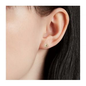 Cushion Yellow Diamond Stud Earrings in 18K White Gold - Photo 3