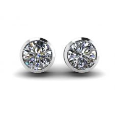 Round Diamond Studs White Gold 