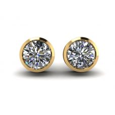 Round Diamond Studs Yellow Gold
