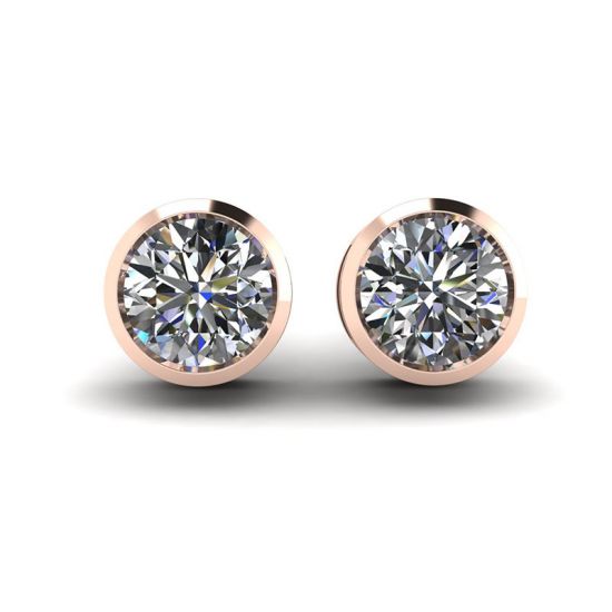 Round Diamond Studs Rose Gold, Enlarge image 1