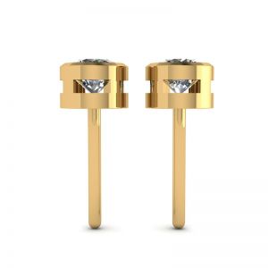 Round Diamond Studs Yellow Gold - Photo 1