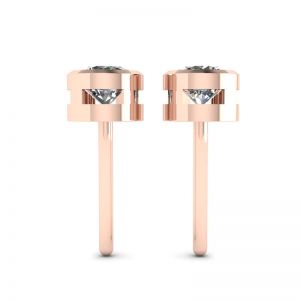 Round Diamond Studs Rose Gold - Photo 1