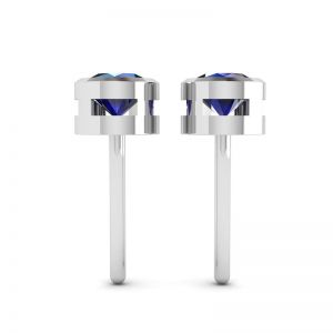 Classic Blue Sapphire Stud Earrings White Gold - Photo 2