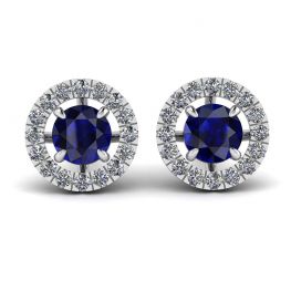 Sapphire Stud Earrings with Detachable Diamond Halo Sapphire Stud Earrings with Detachable Diamond Halo