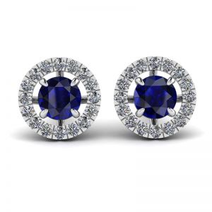 Sapphire Stud Earrings with Detachable Diamond Halo