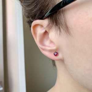 Ruby Stud Earrings with Detachable Diamond Halo Jacket - Photo 4